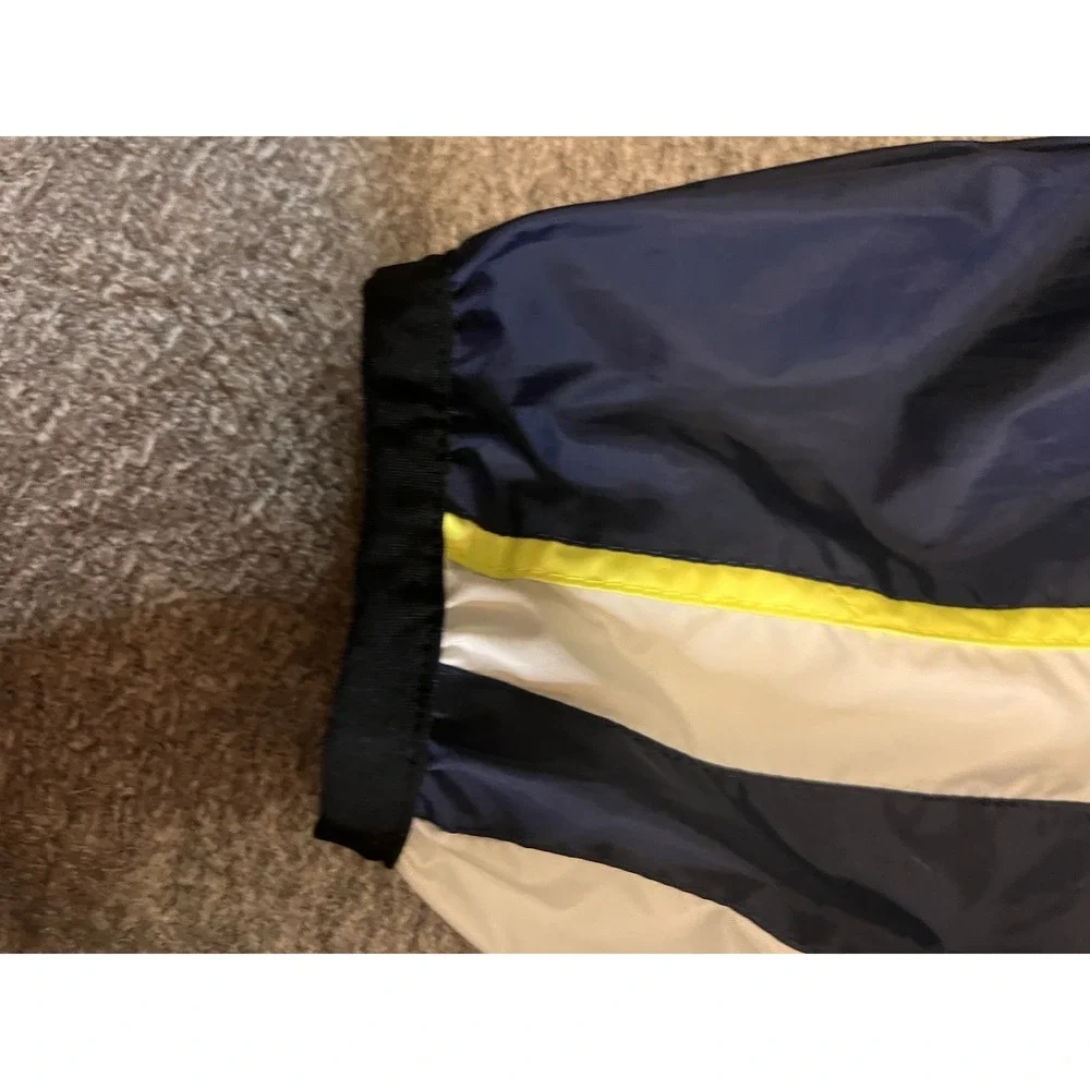 Adidas, Full Zip, Windbreaker Jacket, Navy Blue w/yellow Logo Athletic EUC A2-20